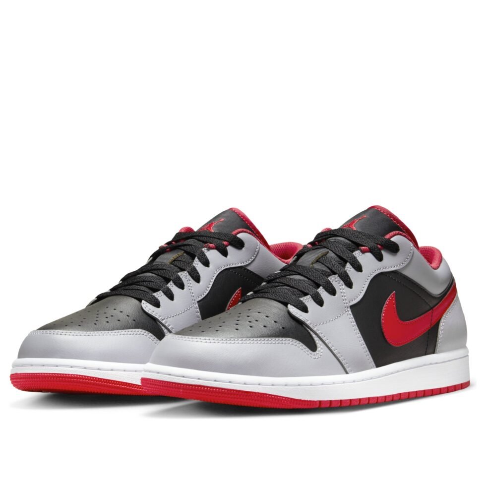 Air Jordan 1 Low 'Black Light Smoke Grey Gym Red' 553558-060 - Image 4
