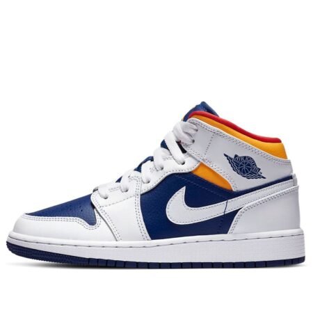(GS) Air Jordan 1 Mid 'White Deep Royal Blue' 554725-131
