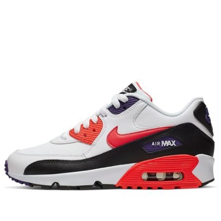 (GS) Nike Air Max 90 Leather 'White Bright Crimson' 833412-117