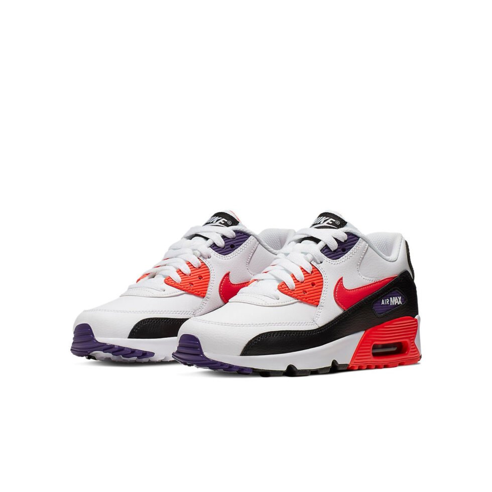 (GS) Nike Air Max 90 Leather 'White Bright Crimson' 833412-117 - Image 3