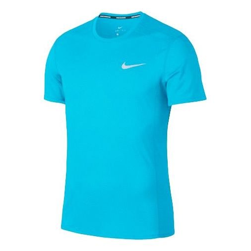 Nike Cool Mylar Breathable Running Quick Dry Short Sleeve Blue 892995-482