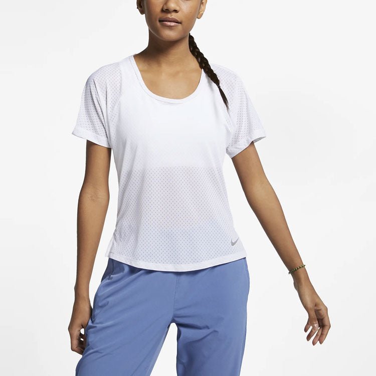(WMNS) Nike Breathe Miler Running Short Sleeve White AJ8142-100 - Image 4