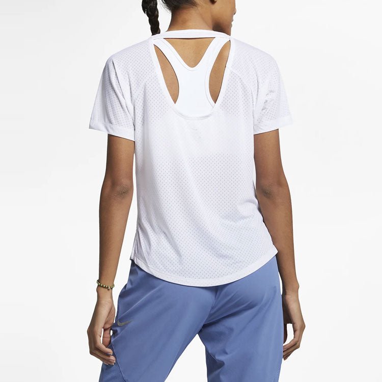 (WMNS) Nike Breathe Miler Running Short Sleeve White AJ8142-100 - Image 5
