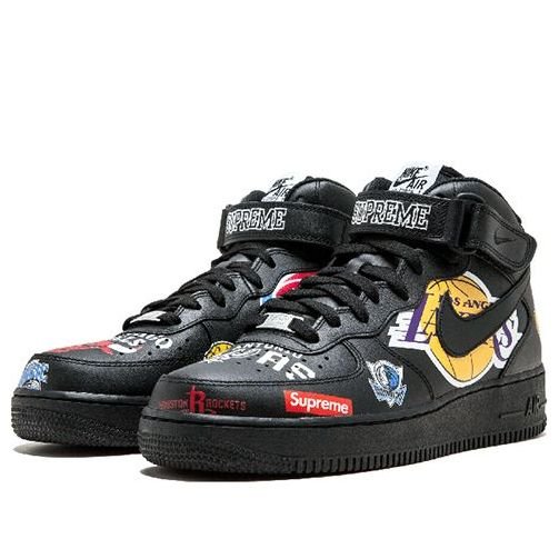 Nike x Supreme x NBA Air Force 1 Mid 07 'Black' AQ8017-001 - Image 2