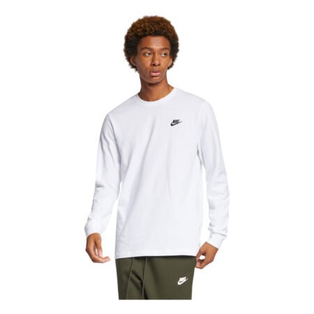 Men's Nike Embroidered Logo Loose Sports Running Long Sleeves White T-Shirt AR5194-100