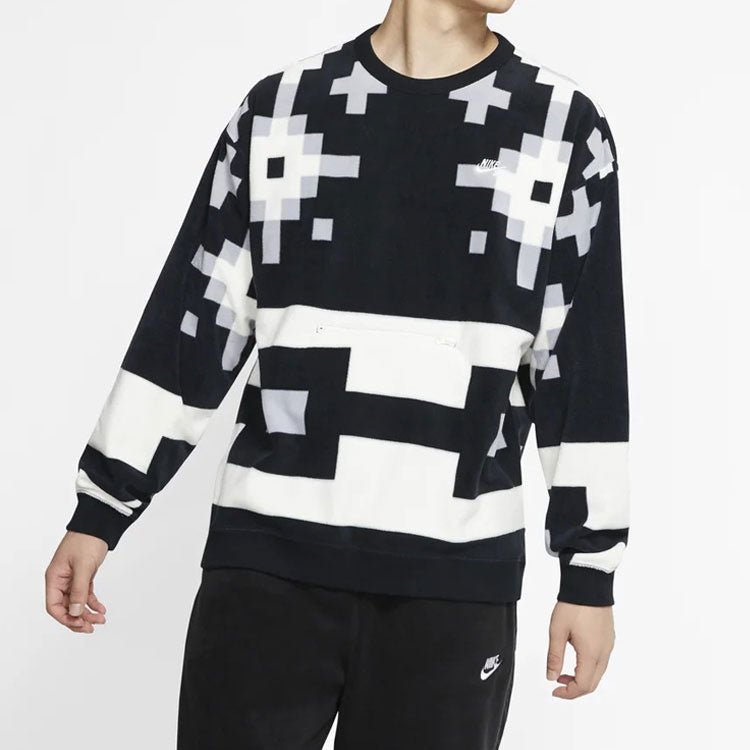 Nike SB Skateboard Icon Pattern Printed Sweater For Men Black/White BV0878-060 - Image 5