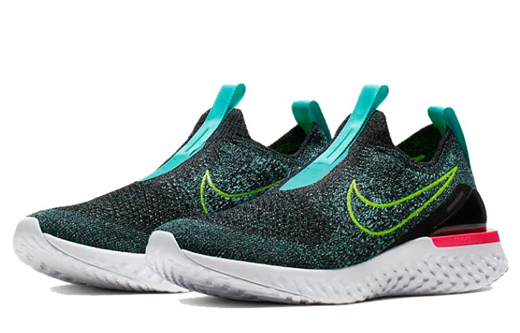 (GS) Nike Epic Phantom React Flyknit 'Black Hyper Jade' BV1370-073 - Image 2