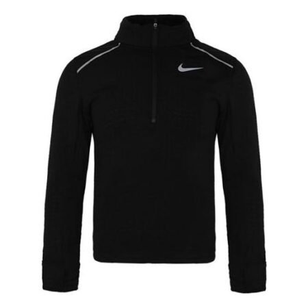 Men's Nike Dri-Fit Running Training Fleece Lined Sports Long Sleeves Black T-Shirt BV4714-010