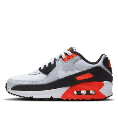 (GS) Nike Air Max 90 Leather 'Grey Bright Crimson' CD6864-012