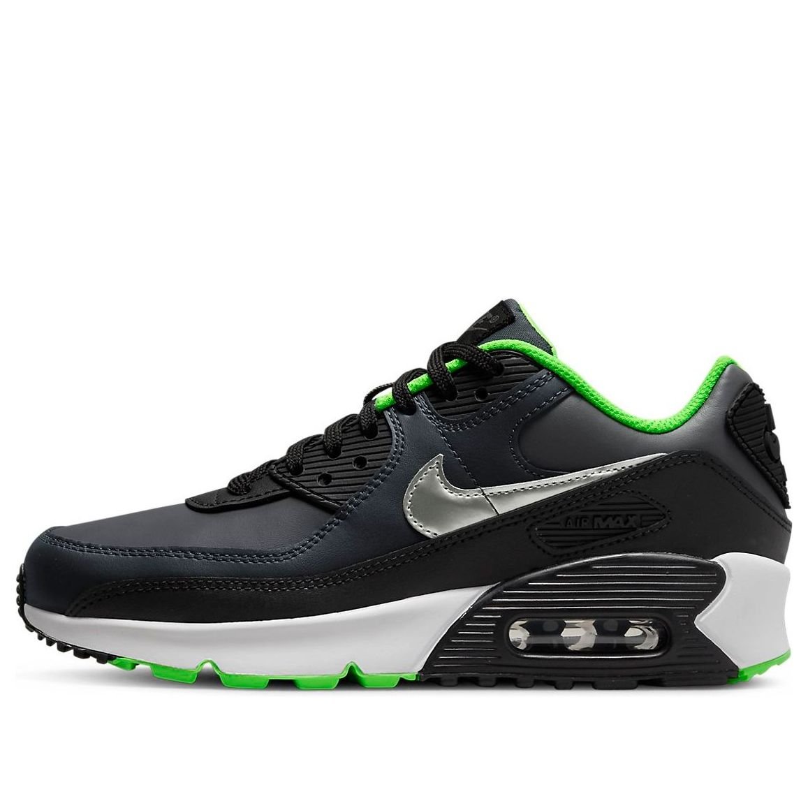 (GS) Nike Air Max 90 Leather 'Black Dark Smoke Grey' CD6864-016