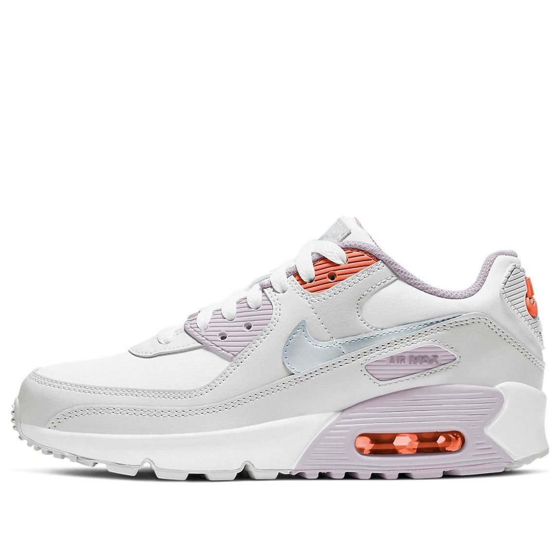 (GS) Nike Air Max 90 Leather 'White Light Violet' CD6864-111