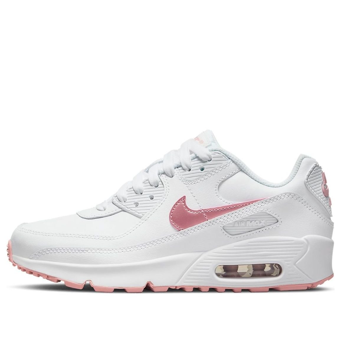 (GS) Nike Air Max 90 Leather 'White Pink Glaze' CD6864-115