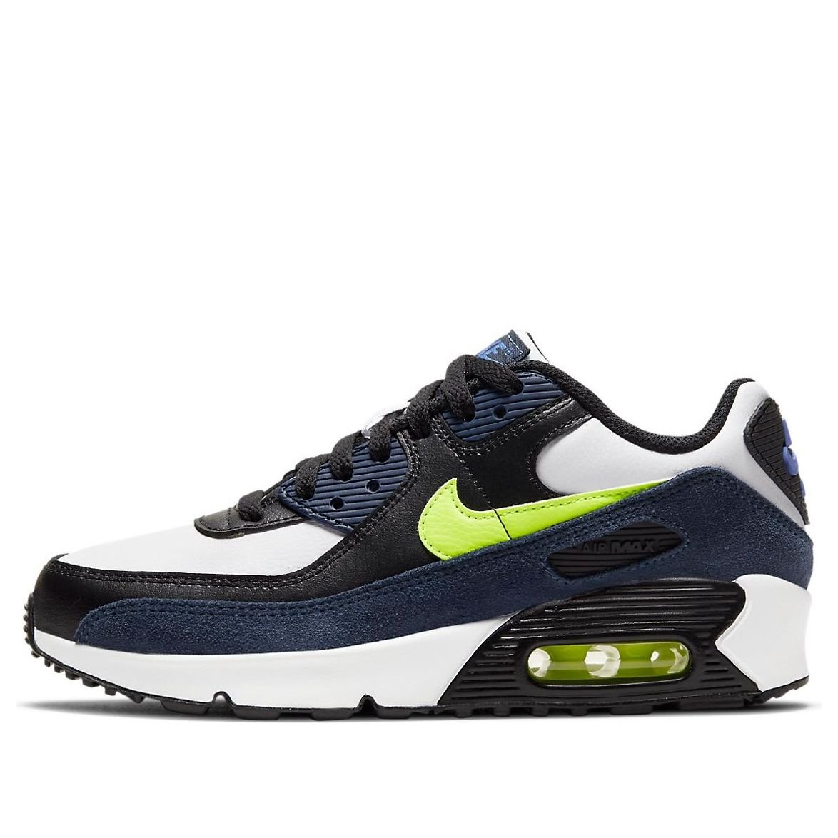 (GS) Nike Air Max 90 Leather 'Midnight Navy Volt' CD6864-401