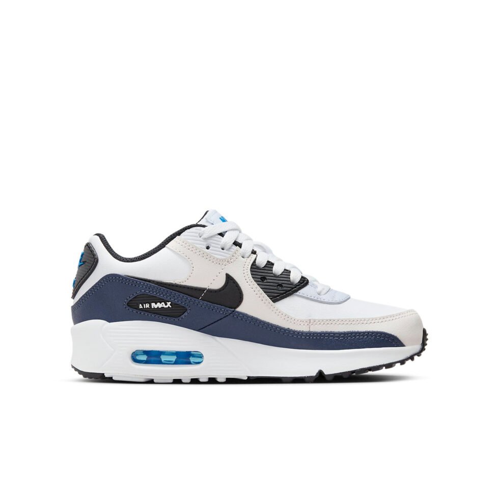 (GS) Nike Air Max 90 Leather 'Beige Thunder Blue' CD6864-404 - Image 2