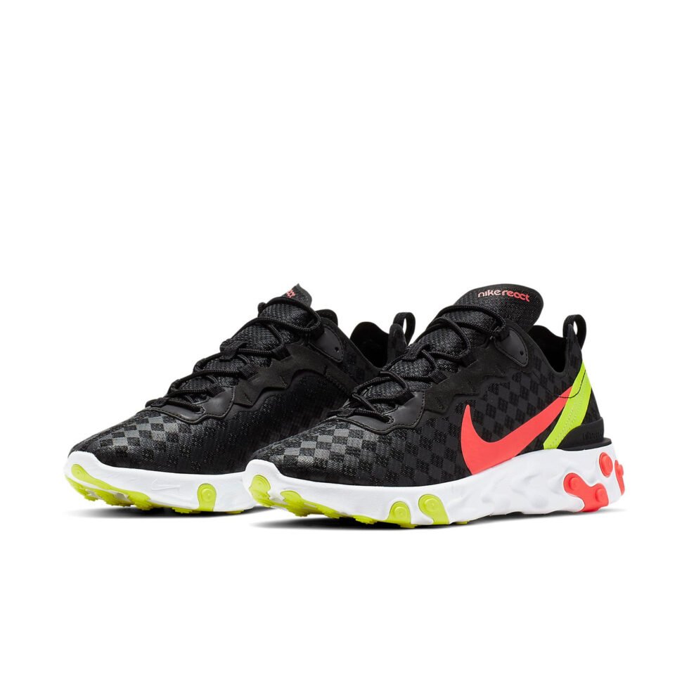 Nike React Element 55 'Black Crimson Volt' CJ0782-001 - Image 3