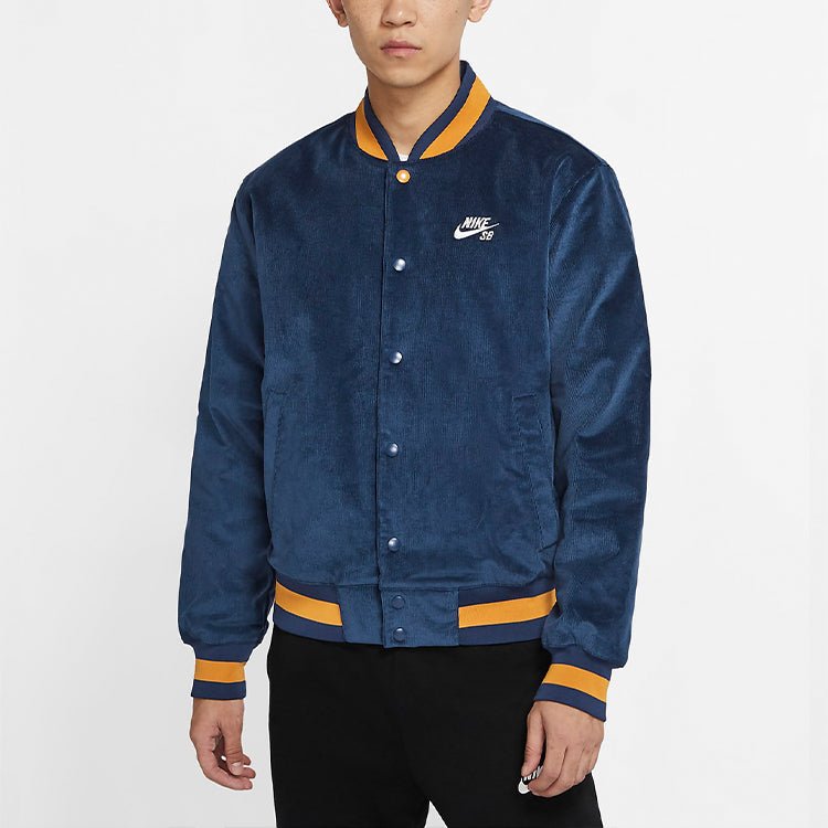 Nike SB Skateboard corduroy Skateboard Sports Logo Jacket Navy Blue Dark  CK5445-410 - Image 3