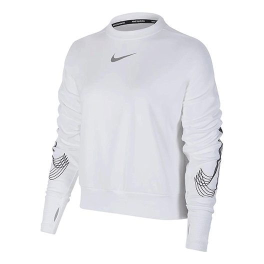(WMNS) Nike Running Element Crew Top 'White Grey' CQ7773-100