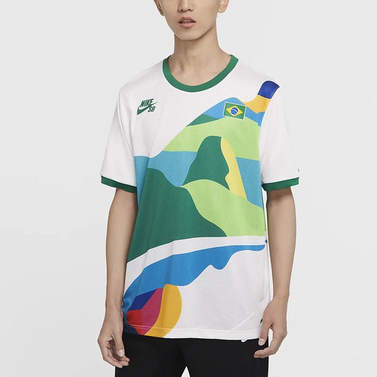 Nike SB x Parra Crossover Brazil Colors Pattern Tee 'White Multi' CT6087-100 - Image 4