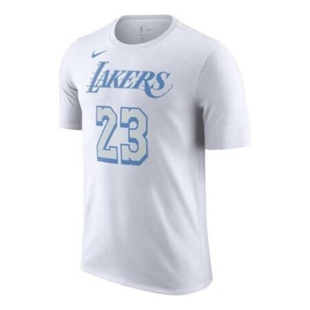 Nike NBA Basketball Sports Printing Short Sleeve Los Angeles Lakers LeBron James No. 23 White CT9428-103