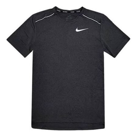 Nike Dri-fit Quick Dry Reflective Casual Sports Running Short Sleeve Black CU0327-010