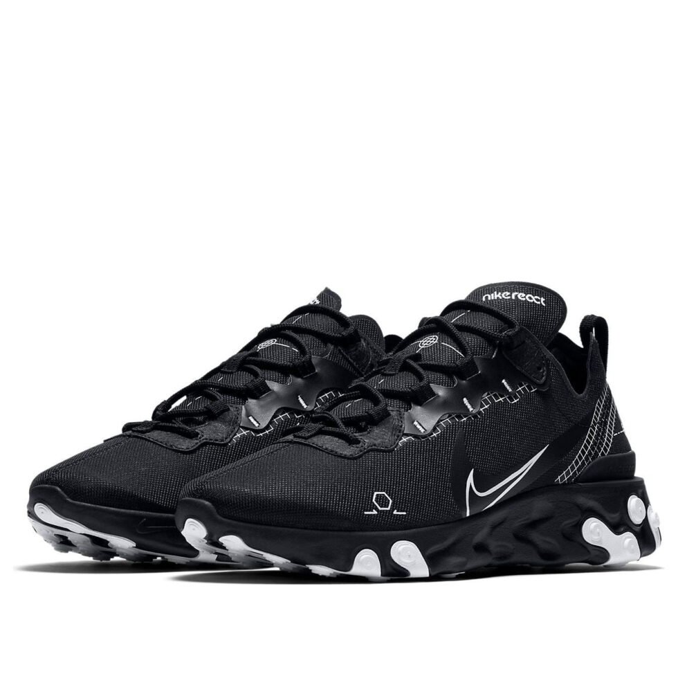 Nike React Element 55 'Reverse Schematic - Black' CU3009-001 - Image 3