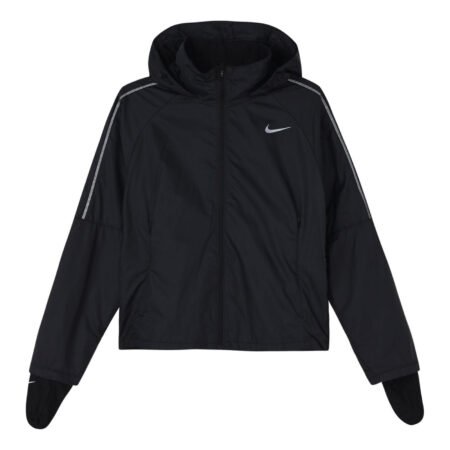 (WMNS) Nike Shield Running Breathable Windproof Sports Black Jacket CU3386-010