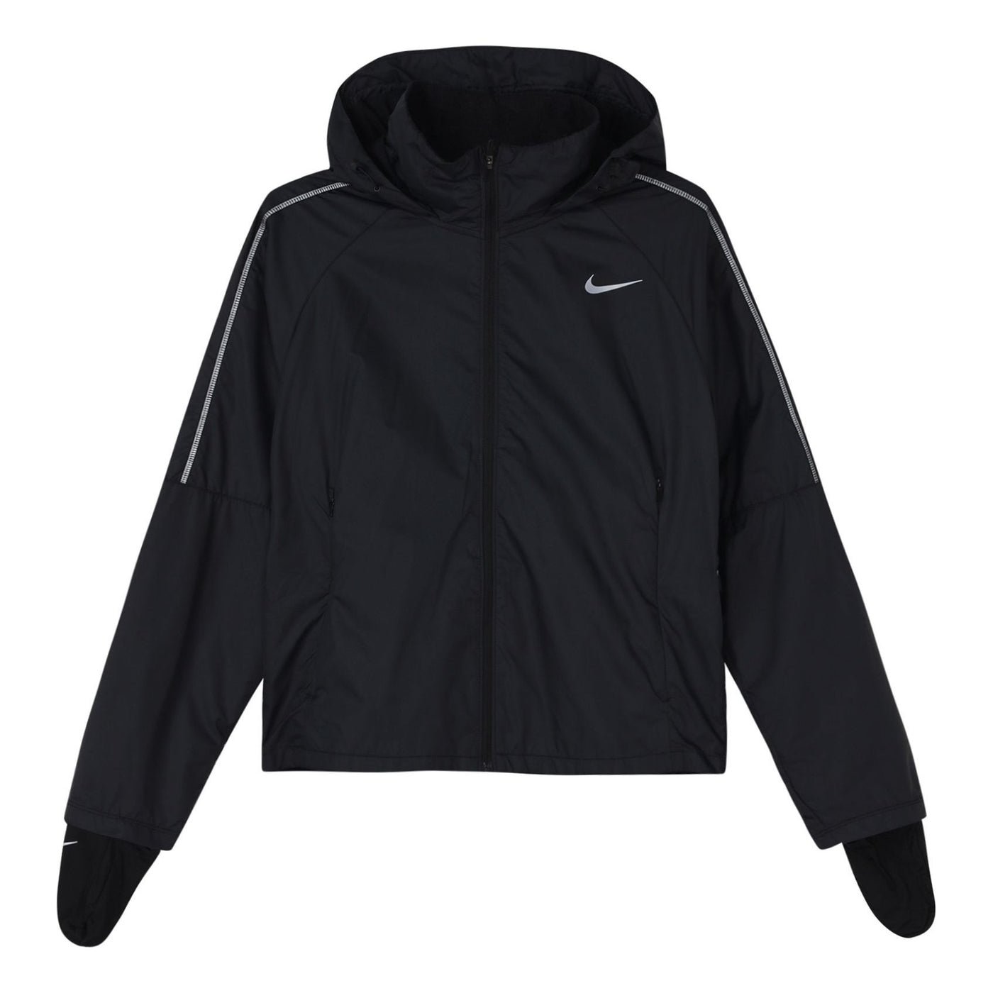 (WMNS) Nike Shield Running Breathable Windproof Sports Black Jacket CU3386-010