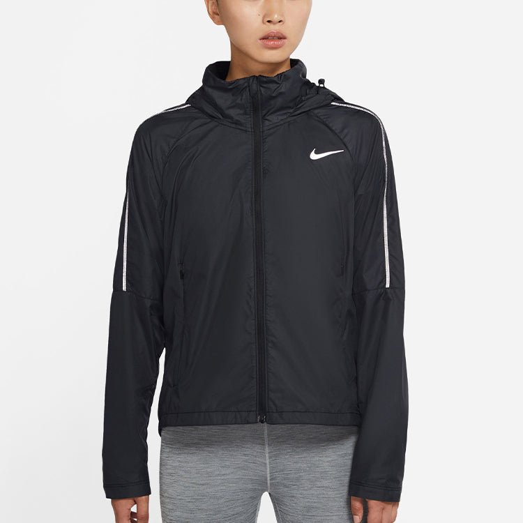 (WMNS) Nike Shield Running Breathable Windproof Sports Black Jacket CU3386-010 - Image 3
