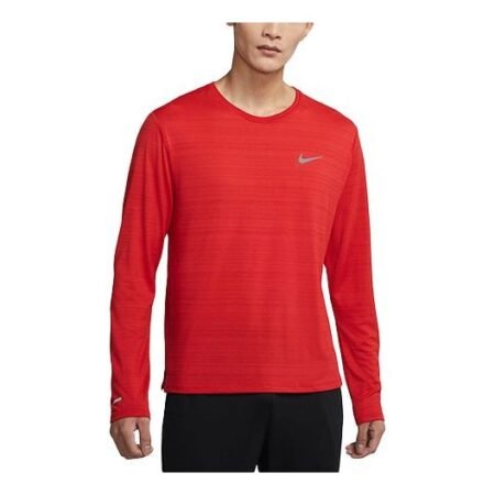 Nike Dri-FIT Miler Casual Sports Long Sleeves Running t Large Red CU5990-657