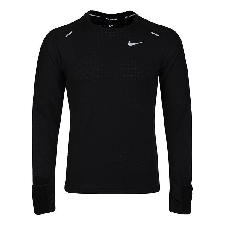 Nike Sphere Dri-Fit Running Exercise Round Long Sleeve T-Shirt Men's Black CU6084-010
