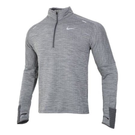 Men's Nike Sphere Dri-FIT Half Zipper Fleece Stay Warm Running Training Long Sleeves Pullover Gray CU6088-068