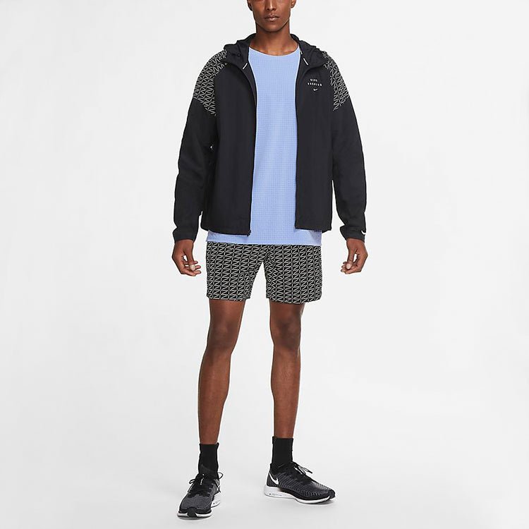 Nike Run Division Flash logo Reflective Printing hooded Running Jacket Black CU7871-010 - Image 3
