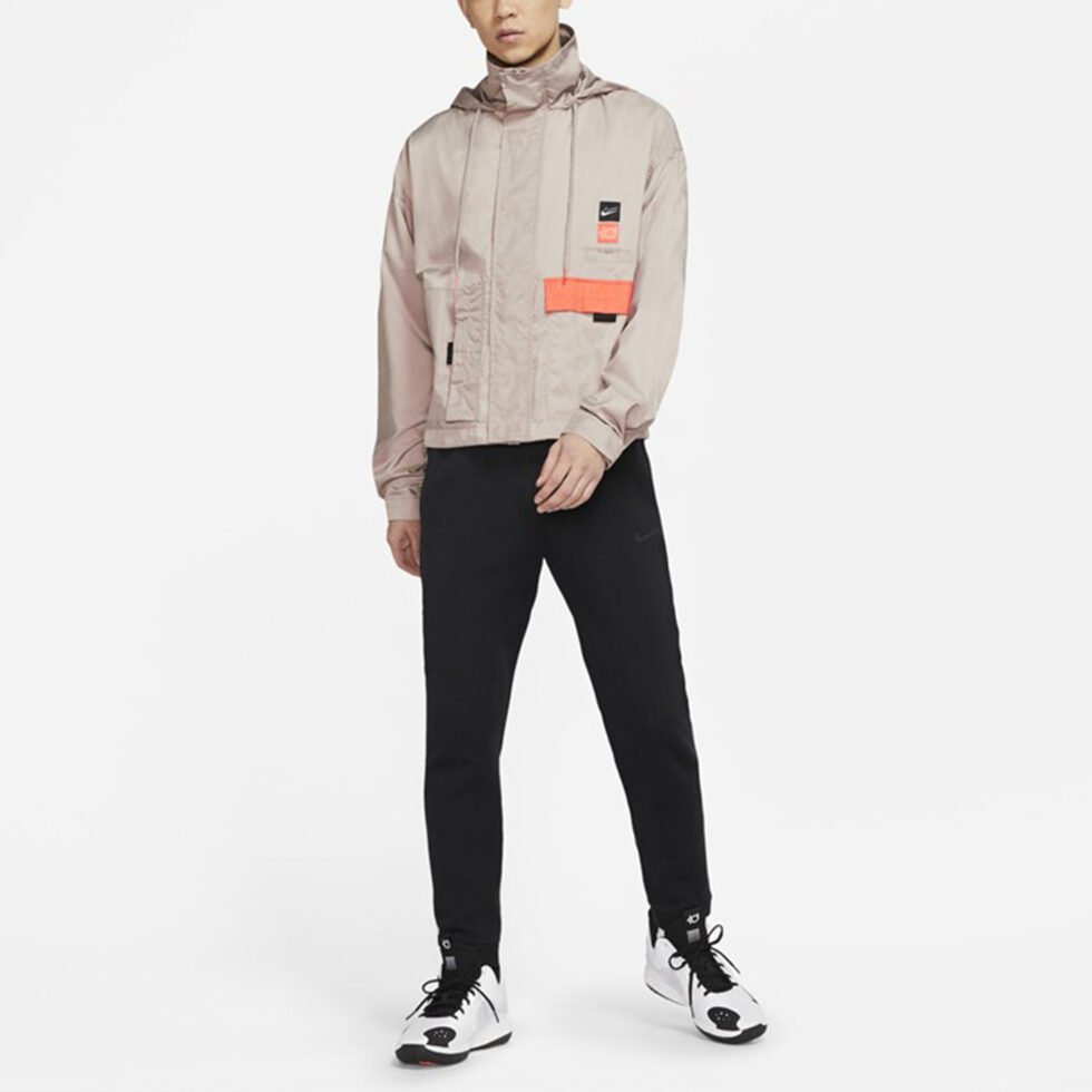 Nike KD Swoosh Embroidered Pattern Woven Basketball Jacket Khaki CV2404-245 - Image 3