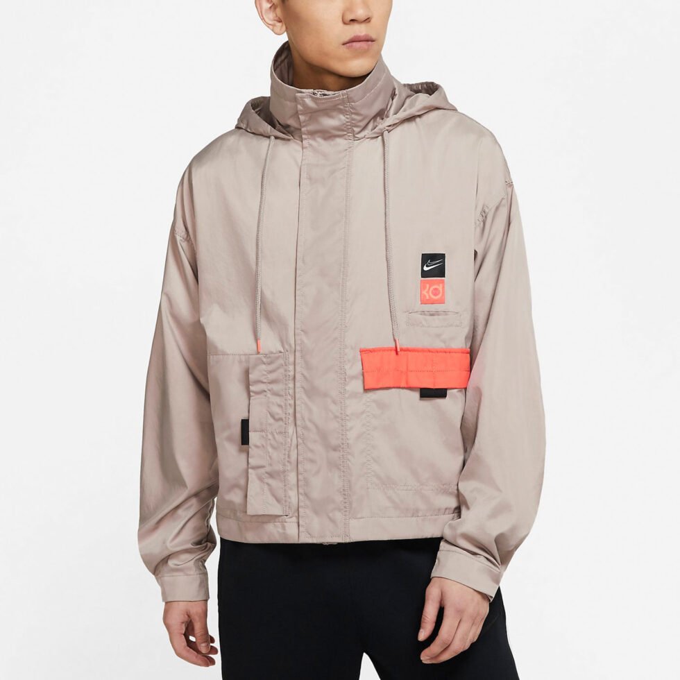 Nike KD Swoosh Embroidered Pattern Woven Basketball Jacket Khaki CV2404-245 - Image 4