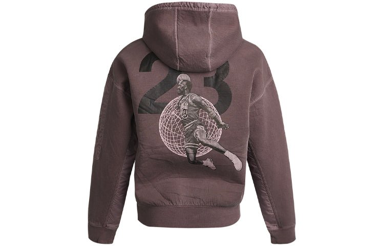 Air Jordan 23 Engineered Casual Sports Letter Logo Hooded Long Sleeve Sweater For Men Brown CV2768-255 - Image 2