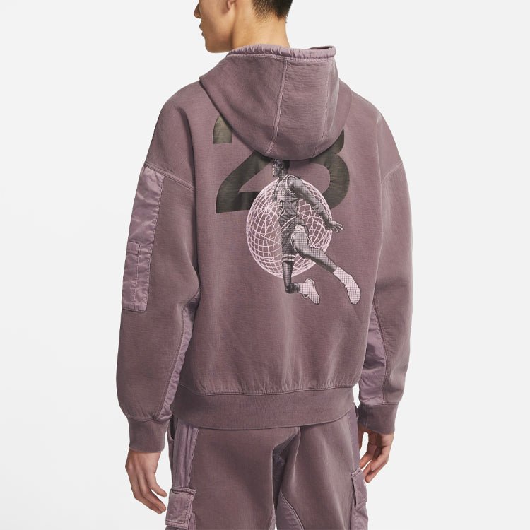 Air Jordan 23 Engineered Casual Sports Letter Logo Hooded Long Sleeve Sweater For Men Brown CV2768-255 - Image 5