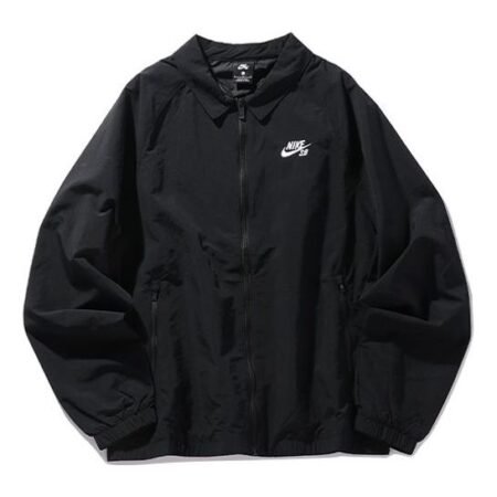Nike SB Skateboard Sports Long Sleeves Woven Logo Jacket Black CV4306-010