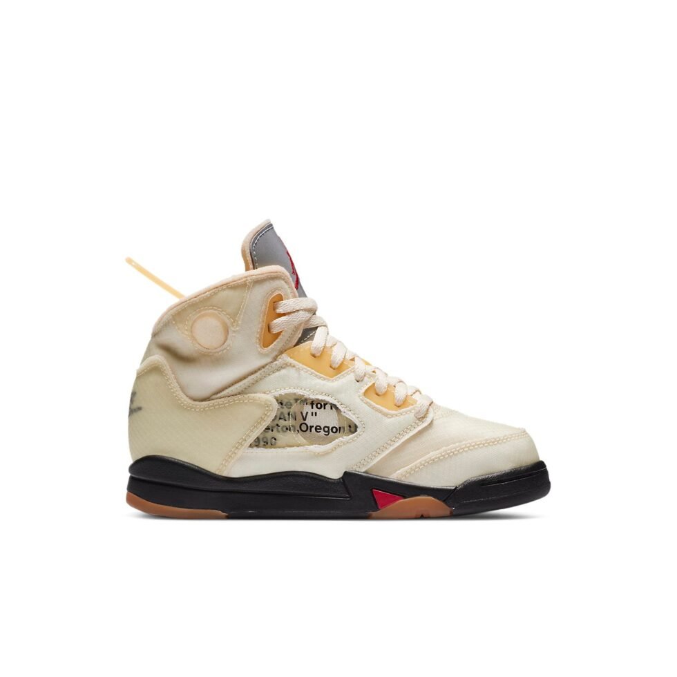 (PS) Air Jordan 5 x Off-White Retro SP 'Sail' CV4827-100 - Image 2