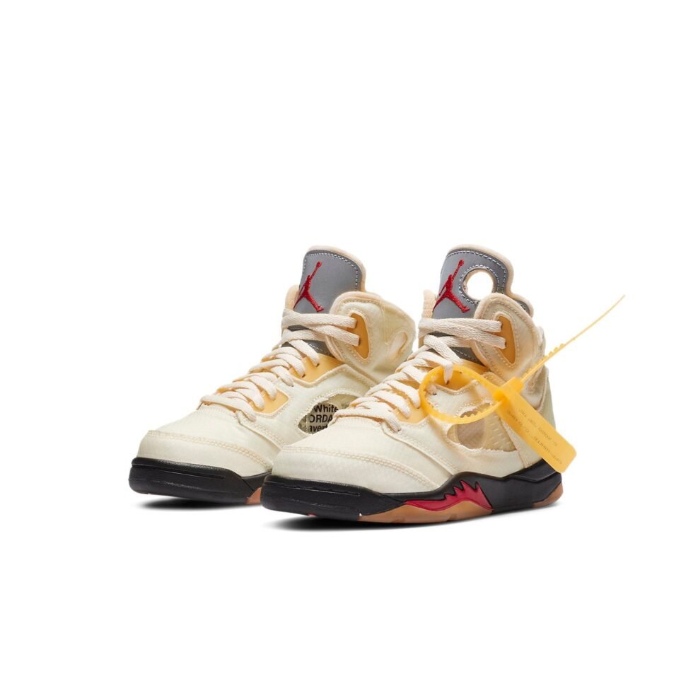 (PS) Air Jordan 5 x Off-White Retro SP 'Sail' CV4827-100 - Image 3