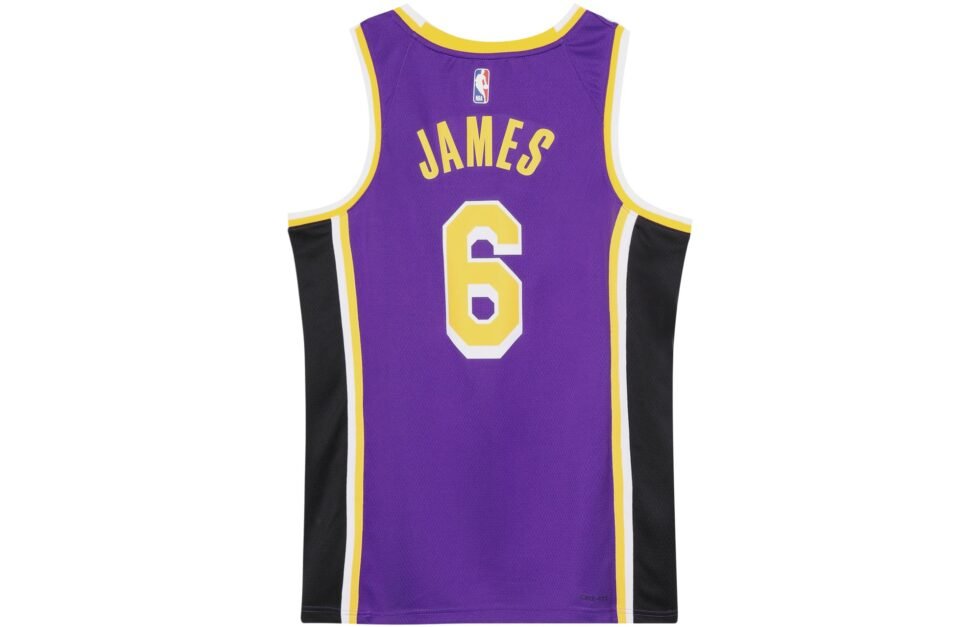 Men's Nike NBA Quick Dry Sports Basketball SW Fan Edition Version Los Angeles Lakers Lebron James No. 6 Purple Jersey CV9481-513 - Image 3