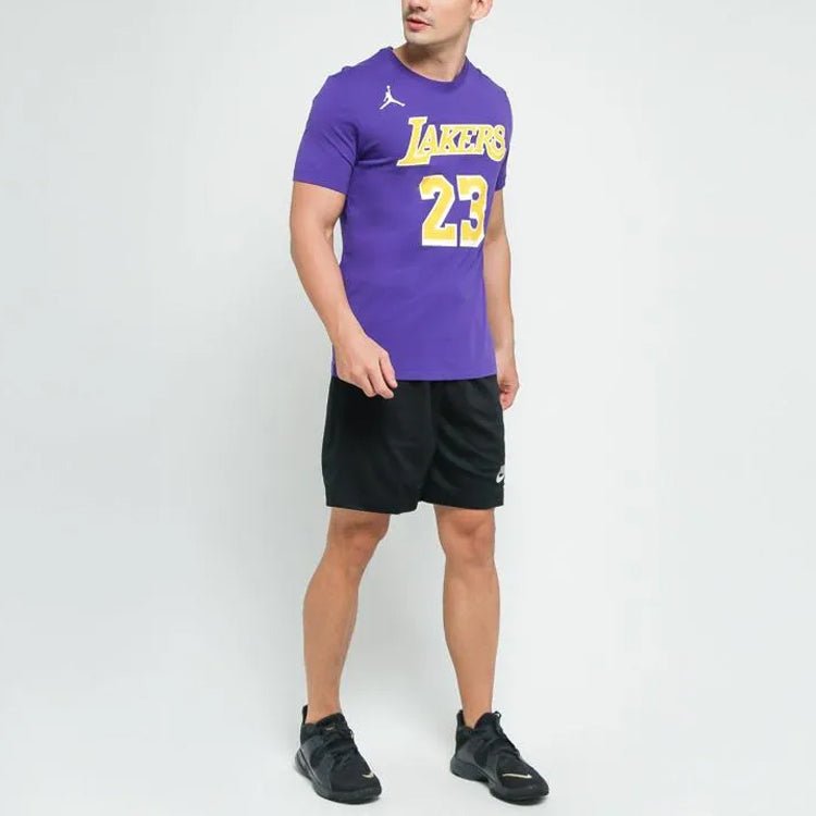 Air Jordan NBA Statement Edition Los Angeles Lakers LeBron James No. 23 Basketball Sports Short Sleeve Purple CV9987-551 - Image 6