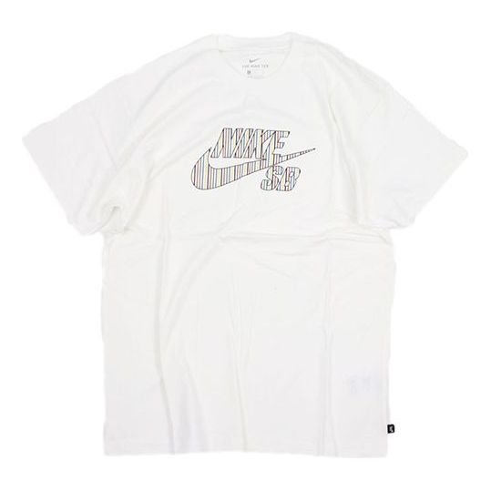 Nike Sb Skateboard Large Colorful Logo Sports Short Sleeve t White CW1463-100