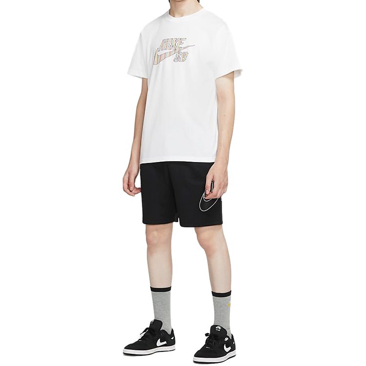 Nike Sb Skateboard Large Colorful Logo Sports Short Sleeve t White CW1463-100 - Image 2