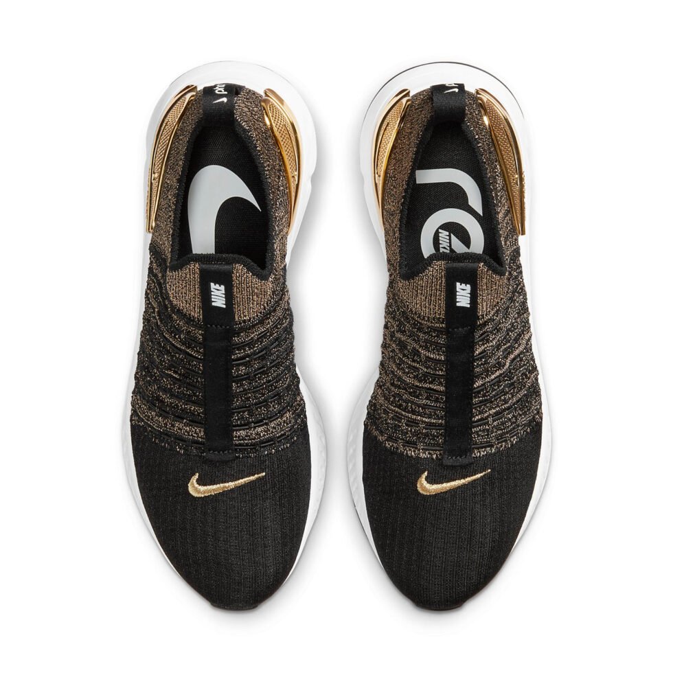 (WMNS) Nike React Phantom Run Flyknit 2 Premium 'Black Metallic Gold' CZ4830-001 - Image 4