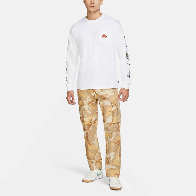 Nike SB Cartoon logo Printing Pocket Skateboard Long Sleeves White CZ6176-100 - Image 3