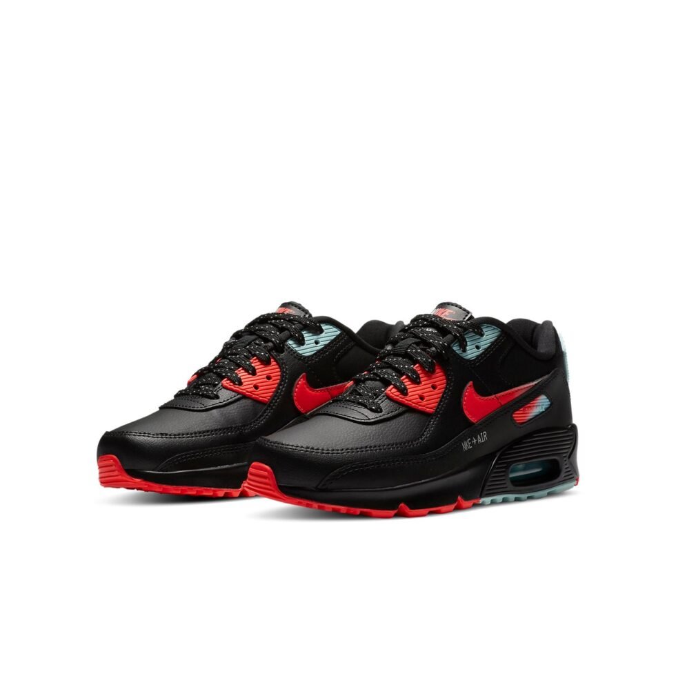 (WMNS) Nike Air Max 90 Leather 'Black Crimson Glacier Ice' CZ8144-001 - Image 3