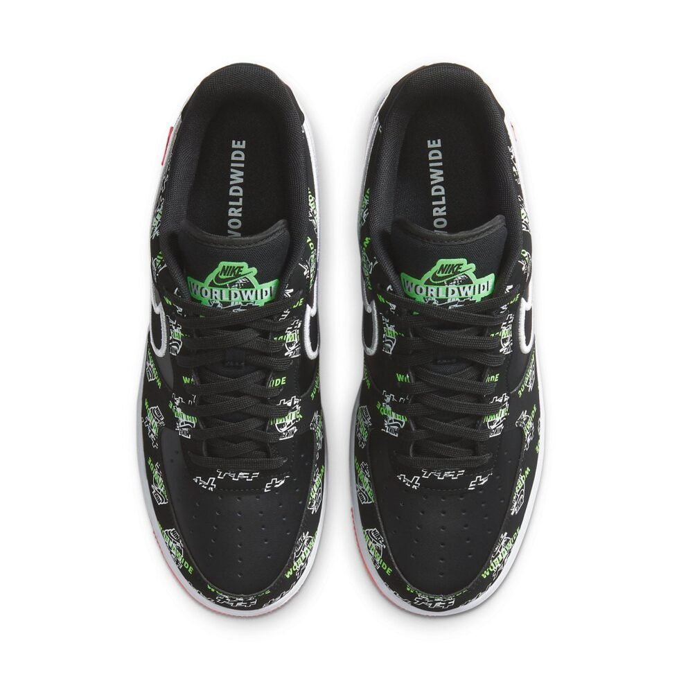 Nike Air Force 1 07 LV8 Worldwide 'Black White Red' DA1343-003 - Image 4