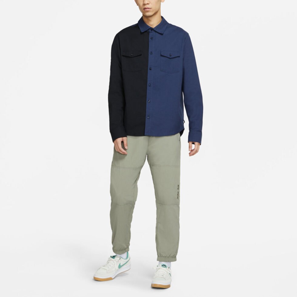 Nike SB Skateboard flannel Skateboard Splicing Long Sleeves Shirt Navy Blue DA4168-410 - Image 3