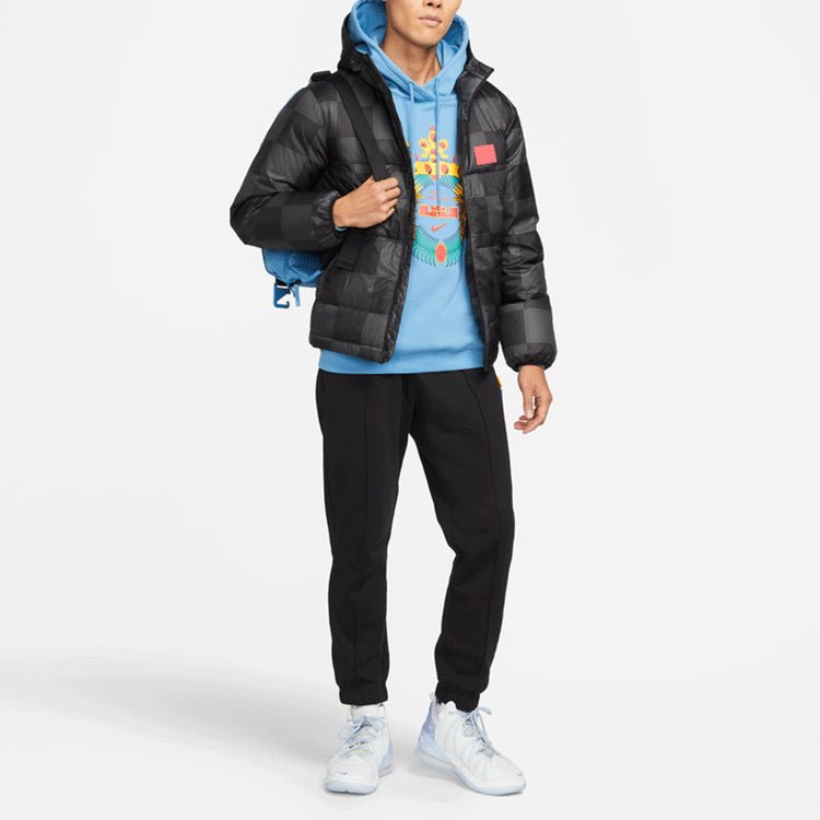 Men's Nike Lebron Grid Basketball Sports Stay Warm Hooded Down Jacket Black DA6718-010 - Image 2