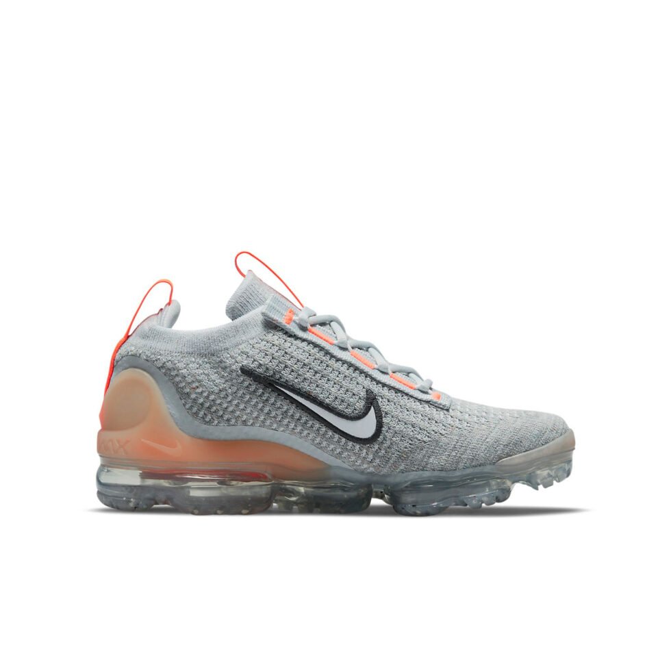 (GS) Nike Air VaporMax 2021 Flyknit 'Grey Fog Bright Mango' DB1550-002 - Image 2